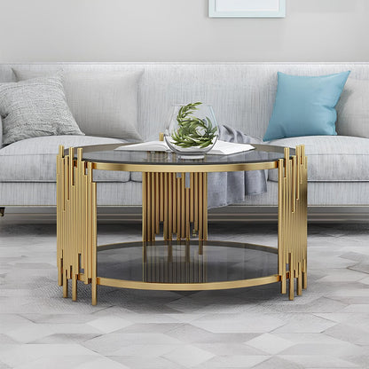 Black and Gold Round Coffee Table - Homevalley.co.uk