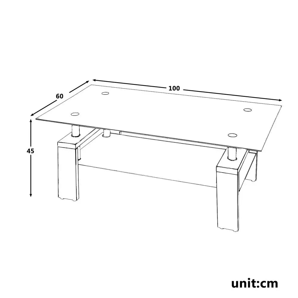 Black Glass Modern Rectangle Coffee Table With Lower Shelf - Homevalley.co.uk