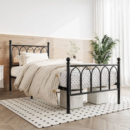 Black or White Metal Single Bed Frame Size 90 x 200 cm - Homevalley.co.uk