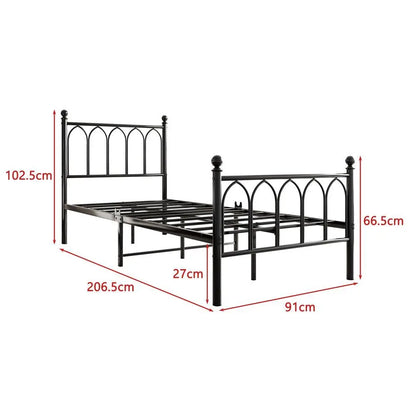 Black or White Metal Single Bed Frame Size 90 x 200 cm - Homevalley.co.uk