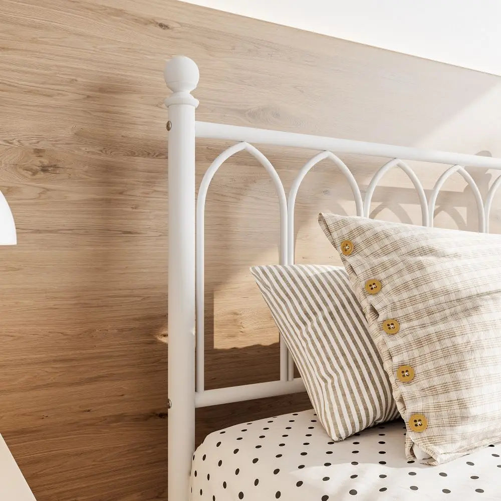 Black or White Metal Single Bed Frame Size 90 x 200 cm - Homevalley.co.uk