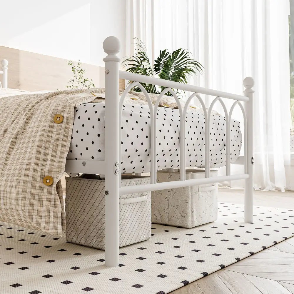 Black or White Metal Single Bed Frame Size 90 x 200 cm - Homevalley.co.uk