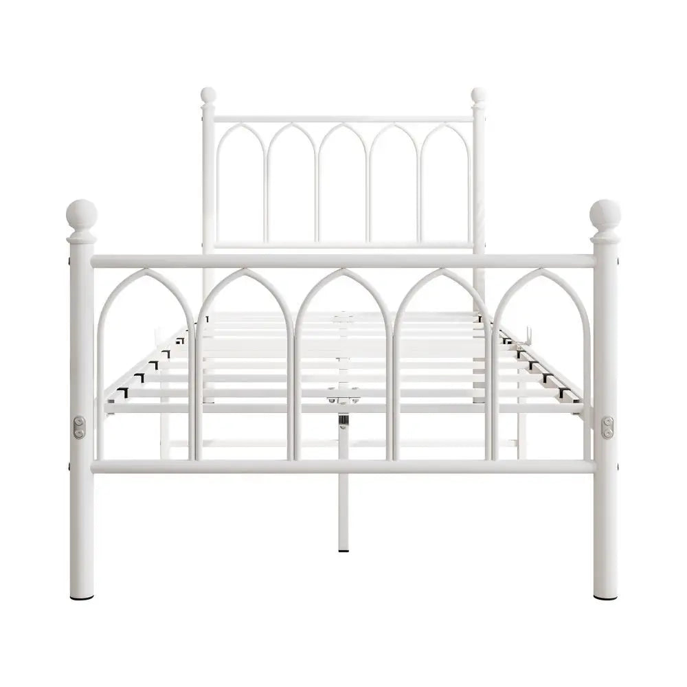 Black or White Metal Single Bed Frame Size 90 x 200 cm - Homevalley.co.uk