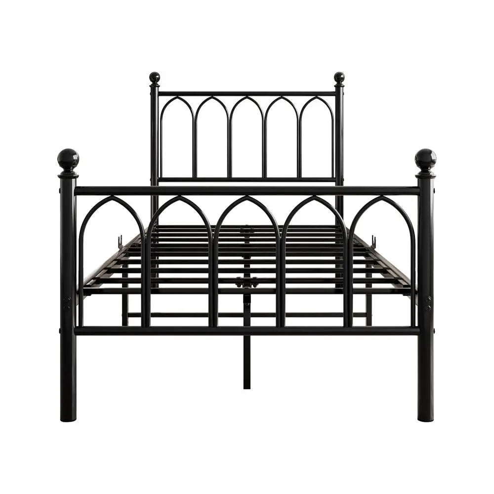 Black or White Metal Single Bed Frame Size 90 x 200 cm - Homevalley.co.uk