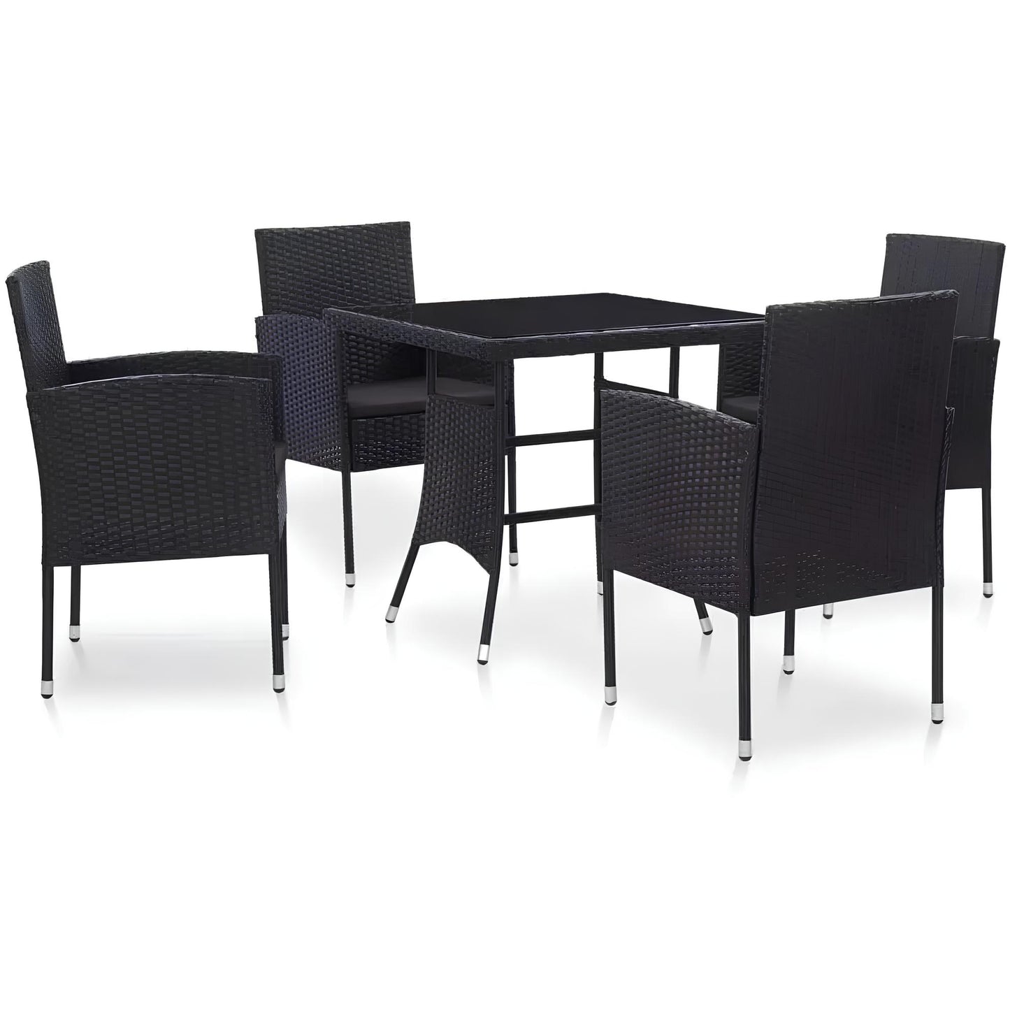 Black PVC Rattan Garden Furniture Set - Homevalley.co.uk