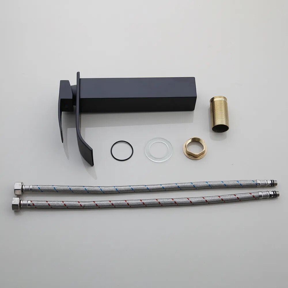 Blue and Black Tempered Glass Basin and Mixer Tap Faucet Set - Homevalley.co.uk