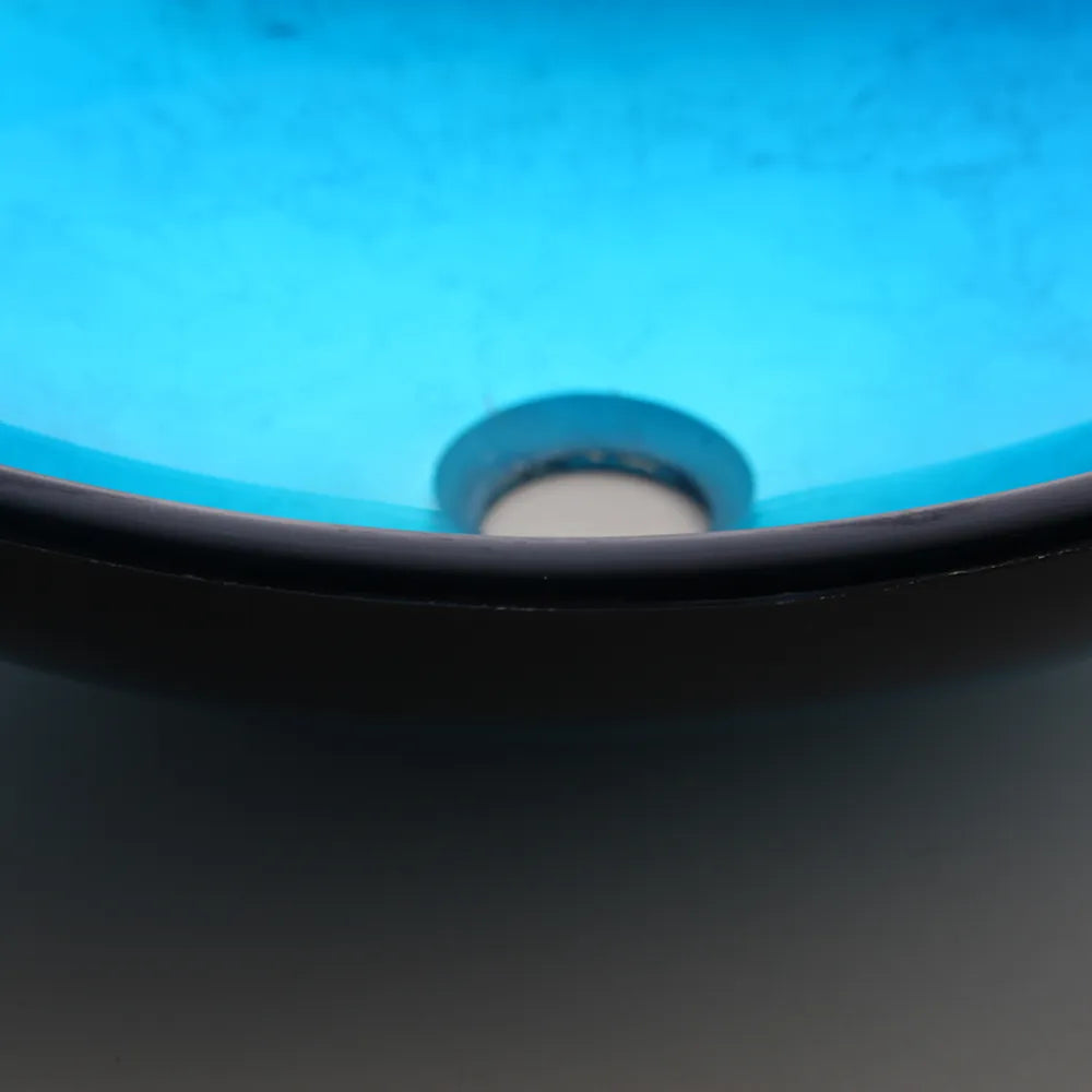 Blue and Black Tempered Glass Basin and Mixer Tap Faucet Set - Homevalley.co.uk