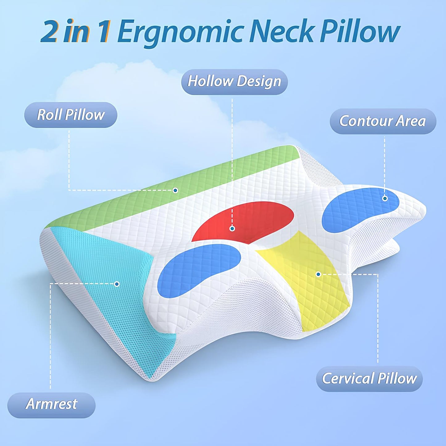 Butterfly Memory Foam Neck Pillow, Cervical Neck Massage - Homevalley.co.uk
