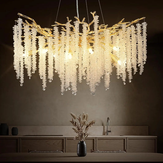 Crystal Chandelier Raindrop Hanging Pendant Lighting Fixture