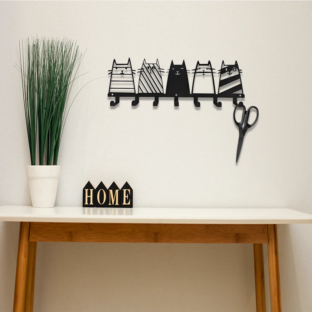 Cat Design 7 Hooks Key Rack - Homevalley.co.uk