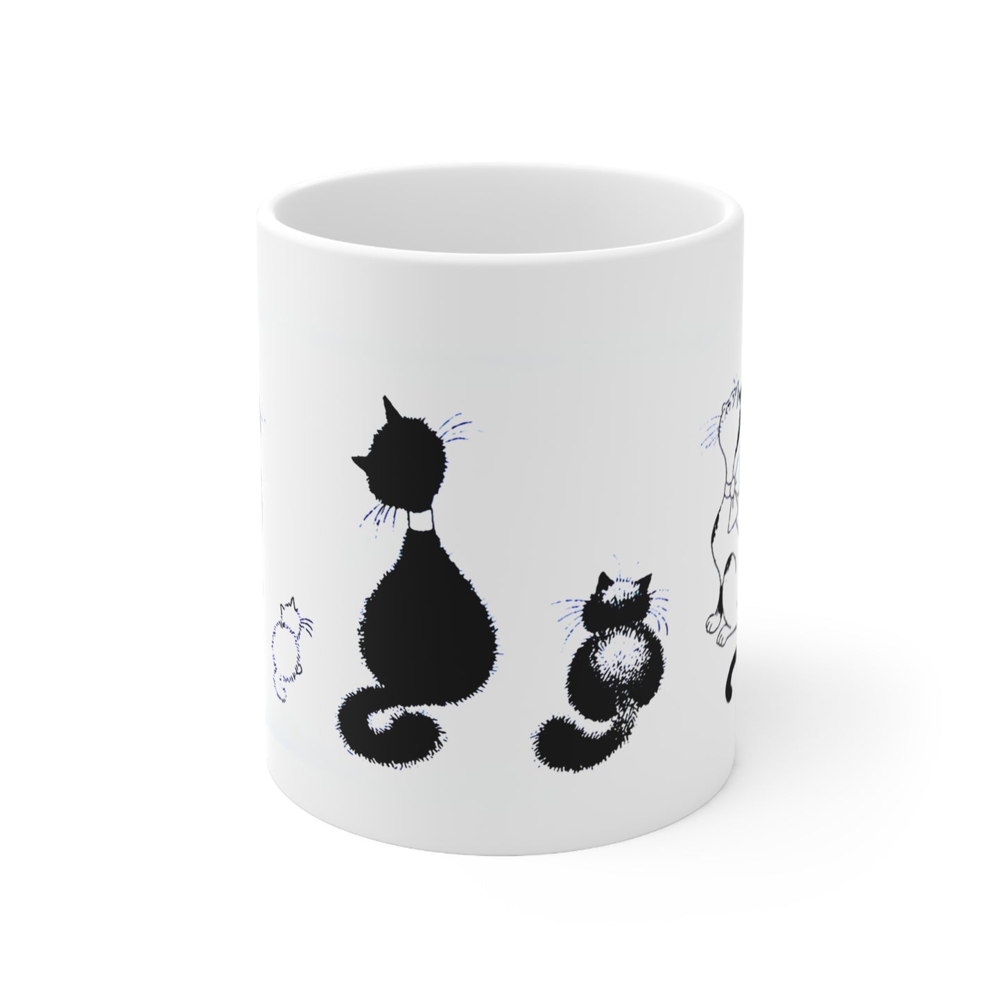 Cats White Ceramic Coffee Mug, Cat and Kittens Tea Cup, Animal Lovers Coffee Cup, Gift for Her, Mother's Day, 11oz - Homevalley.co.uk