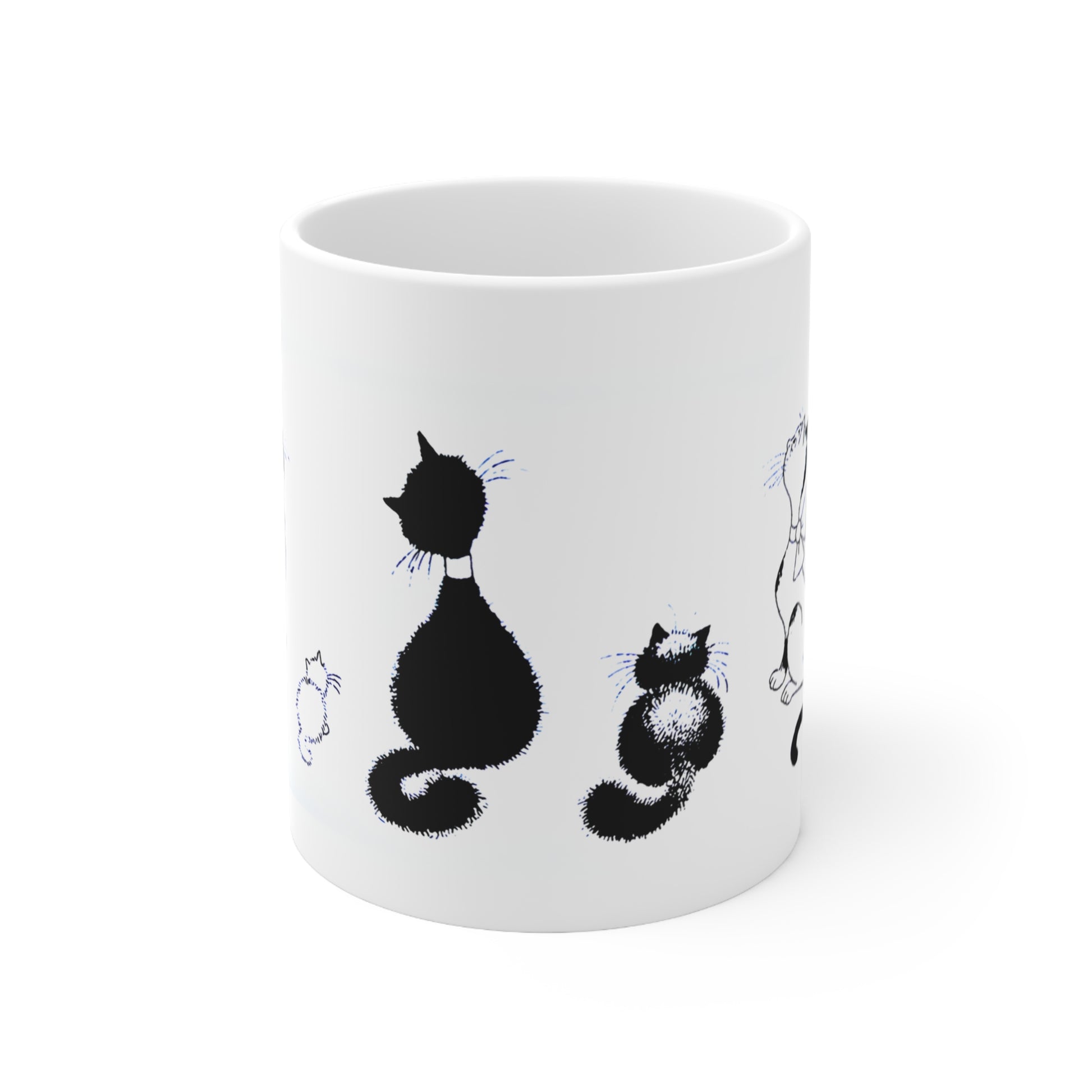 Cats White Ceramic Coffee Mug, Cat and Kittens Tea Cup, Animal Lovers Coffee Cup, Gift for Her, Mother's Day, 11oz - Homevalley.co.uk