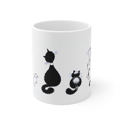 Cats White Ceramic Coffee Mug, Cat and Kittens Tea Cup, Animal Lovers Coffee Cup, Gift for Her, Mother's Day, 11oz - Homevalley.co.uk