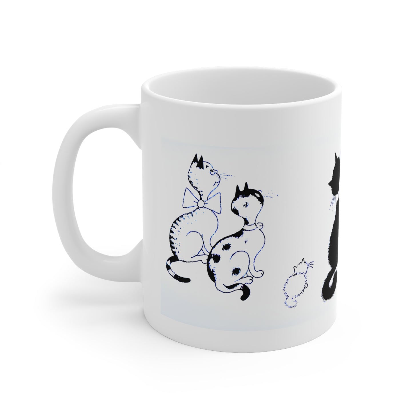 Cats White Ceramic Coffee Mug, Cat and Kittens Tea Cup, Animal Lovers Coffee Cup, Gift for Her, Mother's Day, 11oz - Homevalley.co.uk