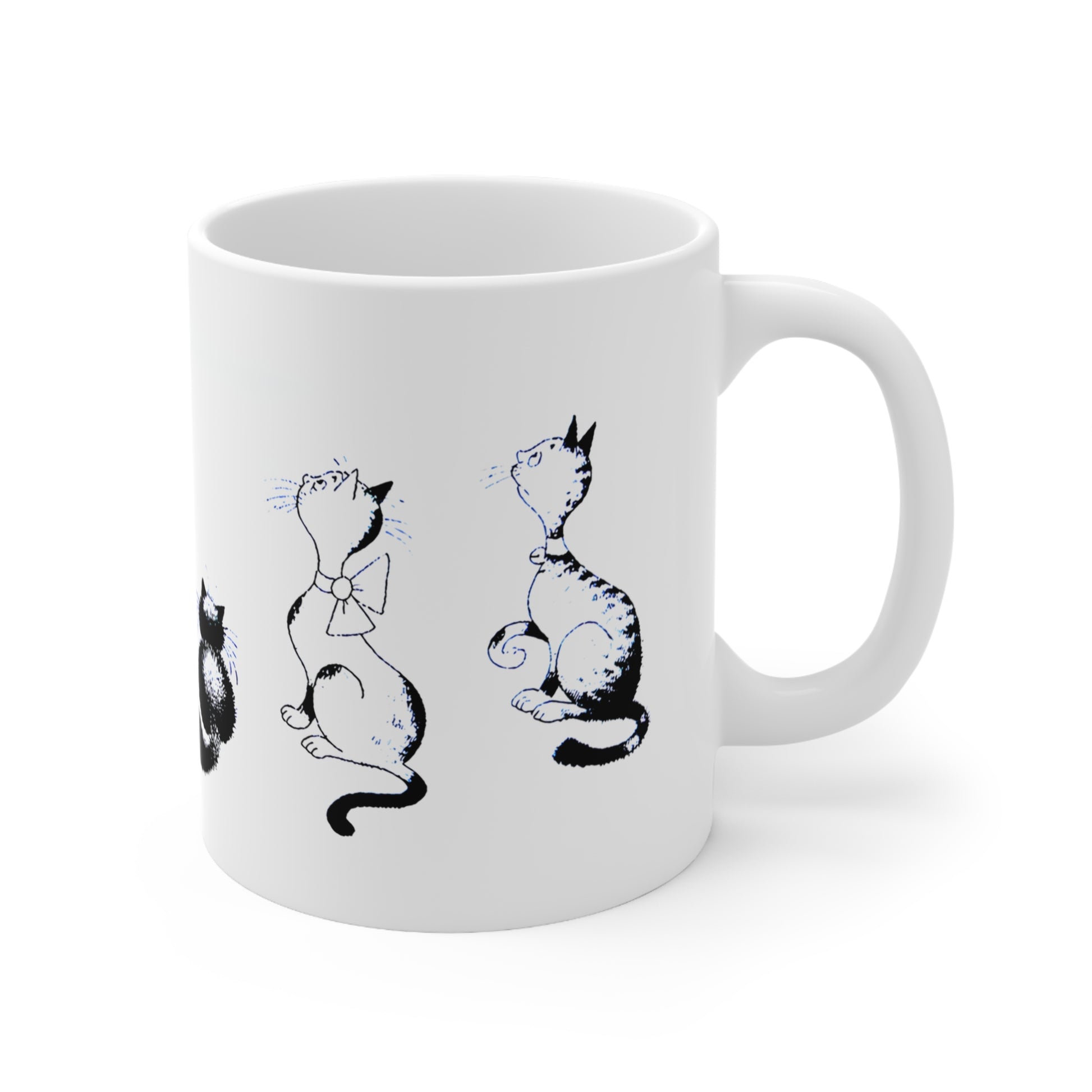 Cats White Ceramic Coffee Mug, Cat and Kittens Tea Cup, Animal Lovers Coffee Cup, Gift for Her, Mother's Day, 11oz - Homevalley.co.uk