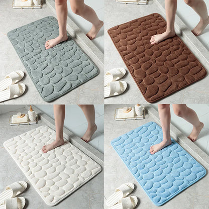 Cobblestone Embossed Non-Slip Memory Foam Bath Mat – Soft, Absorbent, and Stylish for Your Bathroom - Homevalley.co.uk