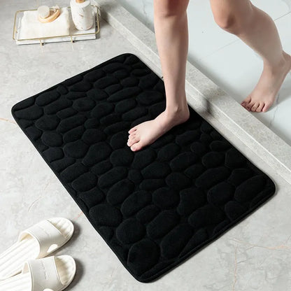 Cobblestone Embossed Non-Slip Memory Foam Bath Mat – Soft, Absorbent, and Stylish for Your Bathroom - Homevalley.co.uk