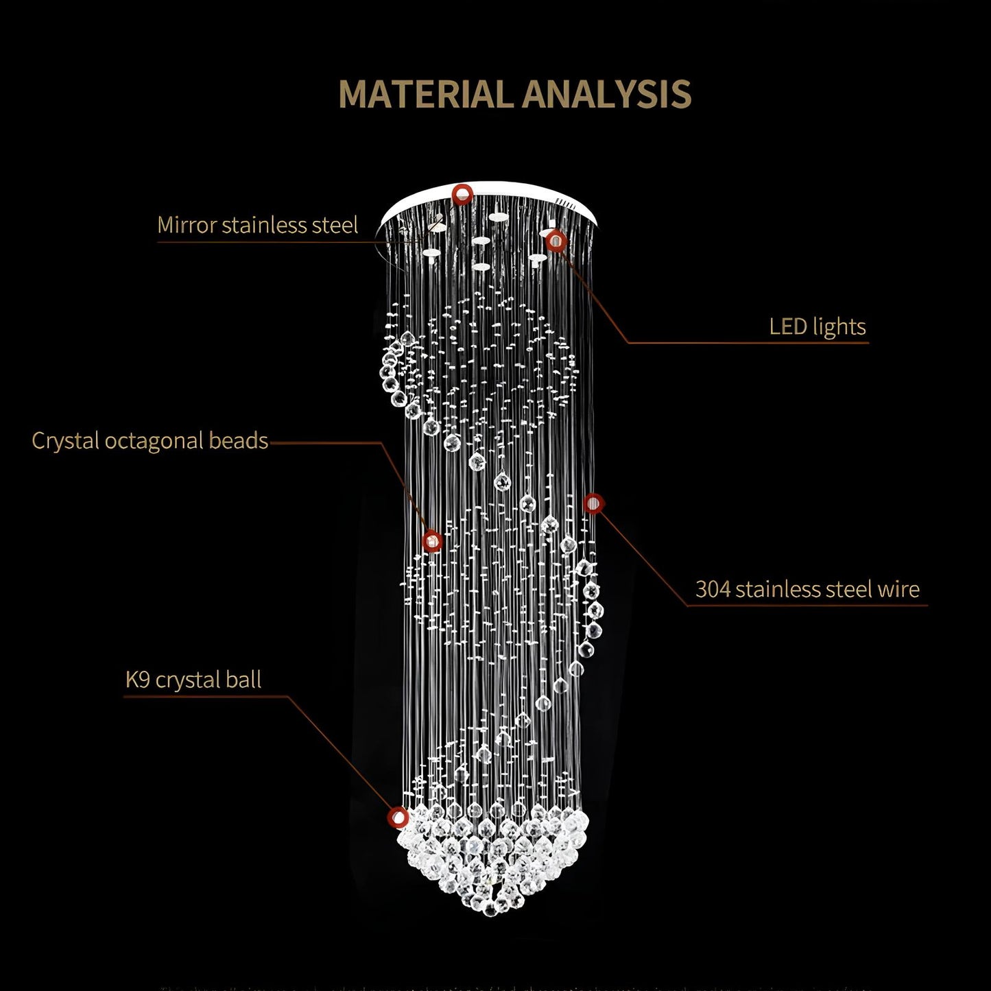 Crystal Spiral Ball Raindrop Staircase Chandelier - Homevalley.co.uk