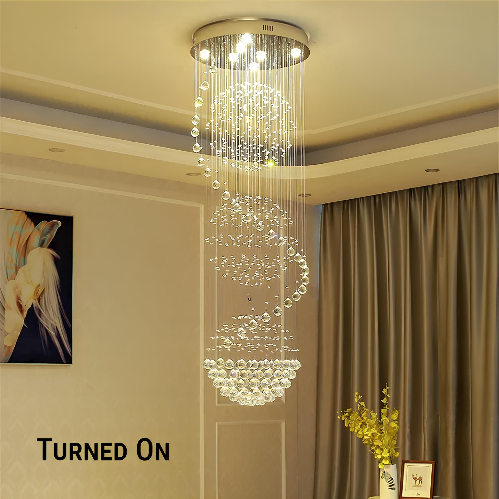 Crystal Spiral Ball Raindrop Staircase Chandelier - Homevalley.co.uk