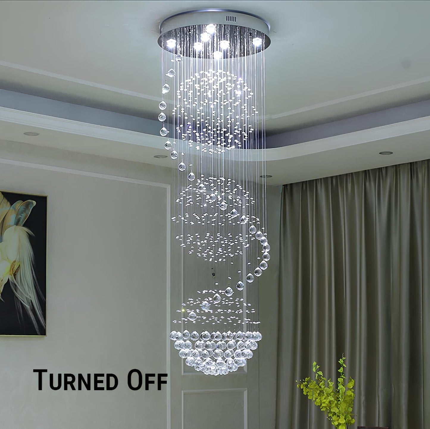 Crystal Spiral Ball Raindrop Staircase Chandelier - Homevalley.co.uk