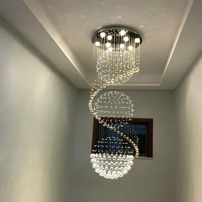 Crystal Spiral Ball Raindrop Staircase Chandelier - Homevalley.co.uk