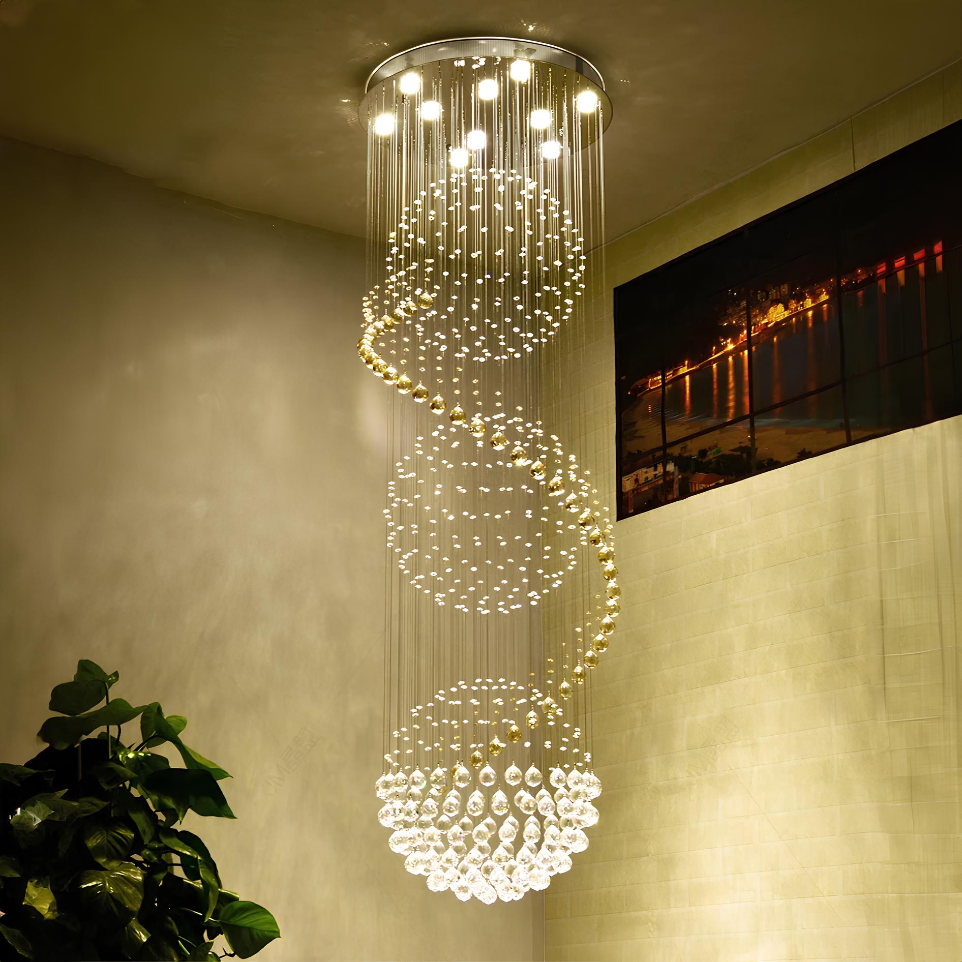 Crystal Spiral Ball Raindrop Staircase Chandelier - Homevalley.co.uk