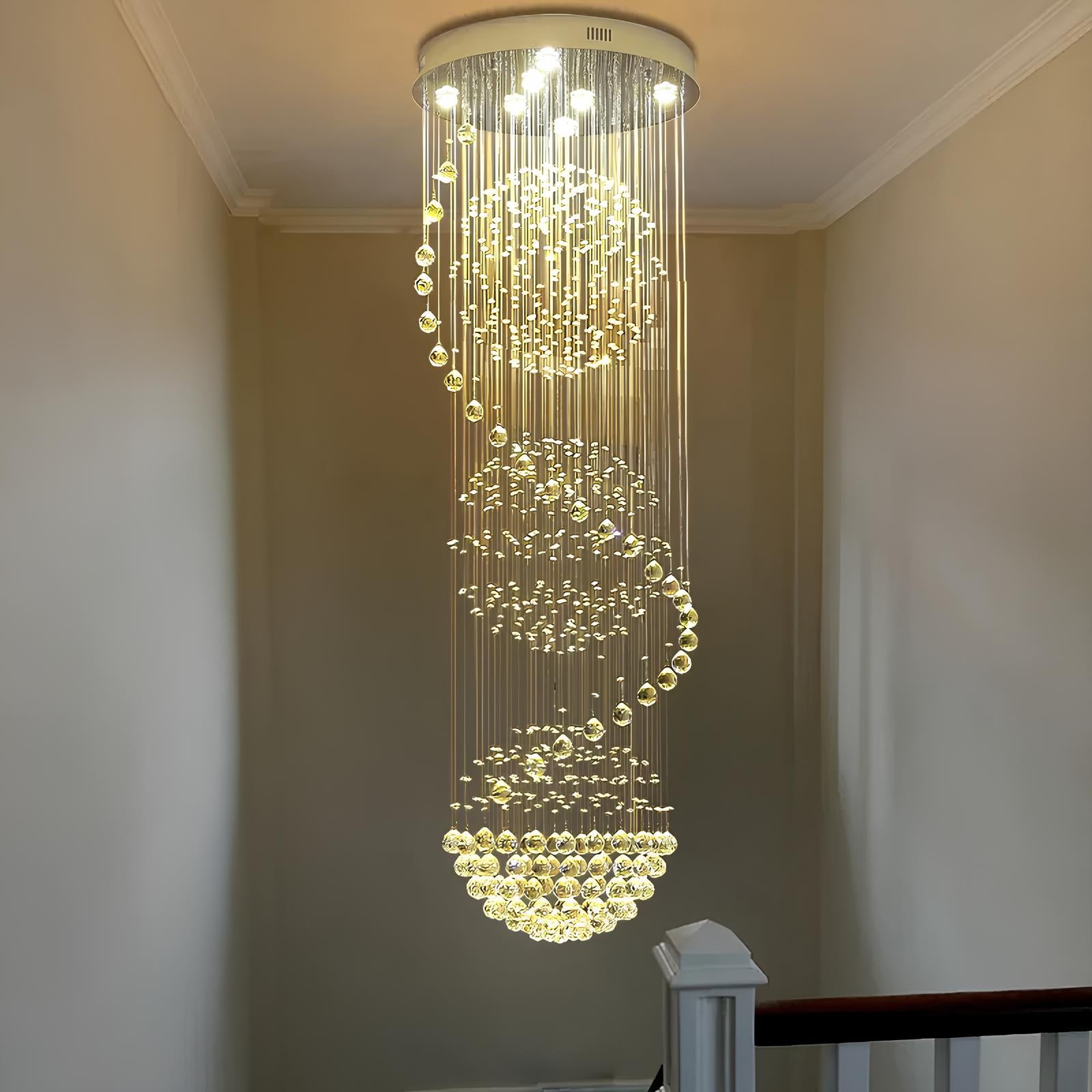 Crystal Spiral Ball Raindrop Staircase Chandelier - Homevalley.co.uk