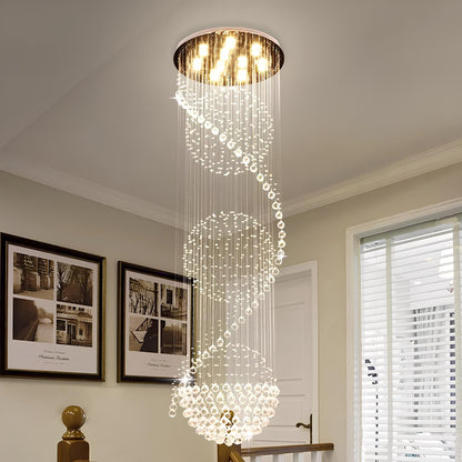 Crystal Spiral Ball Raindrop Staircase Chandelier - Homevalley.co.uk