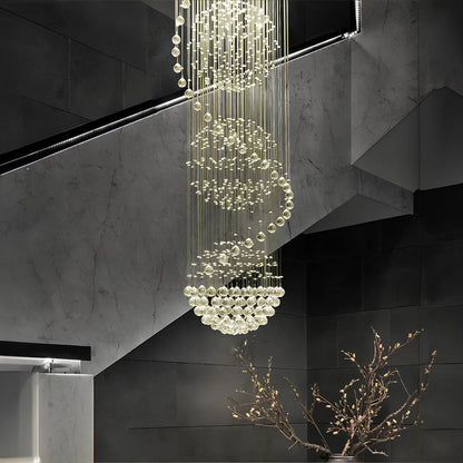 Crystal Spiral Ball Raindrop Staircase Chandelier - Homevalley.co.uk