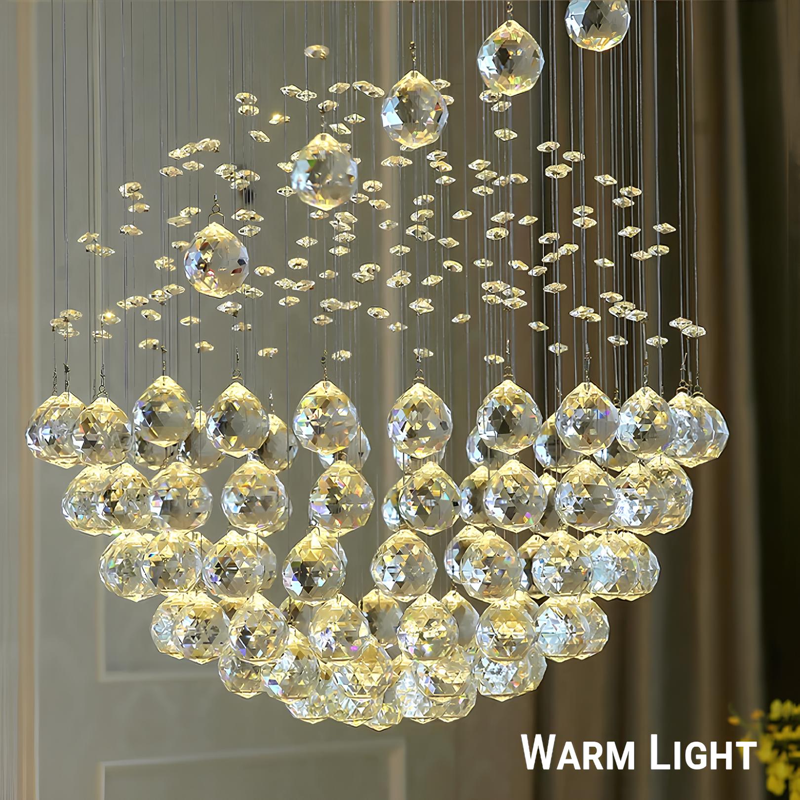 Crystal Spiral Ball Raindrop Staircase Chandelier - Homevalley.co.uk