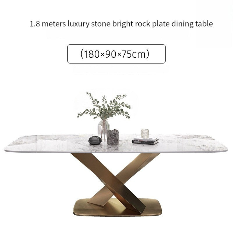 Dining Table Set with Marble Top, Stainless Steel base and chairs - Homevalley.co.uk