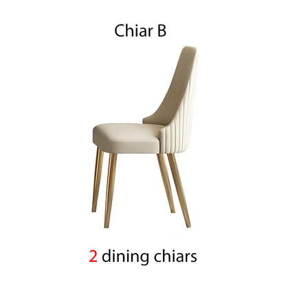 Dining Table Set with Marble Top, Stainless Steel base and chairs - Homevalley.co.uk