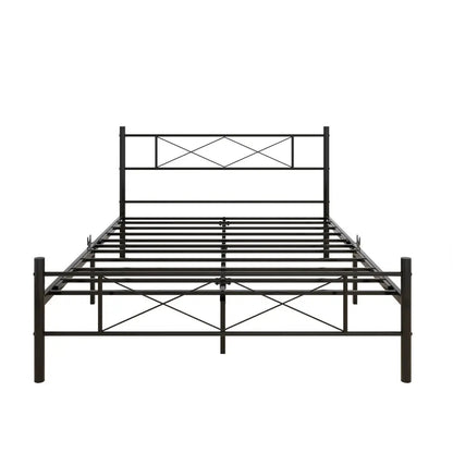 Double Single Metal Bed Frame with Headboard - Homevalley.co.uk