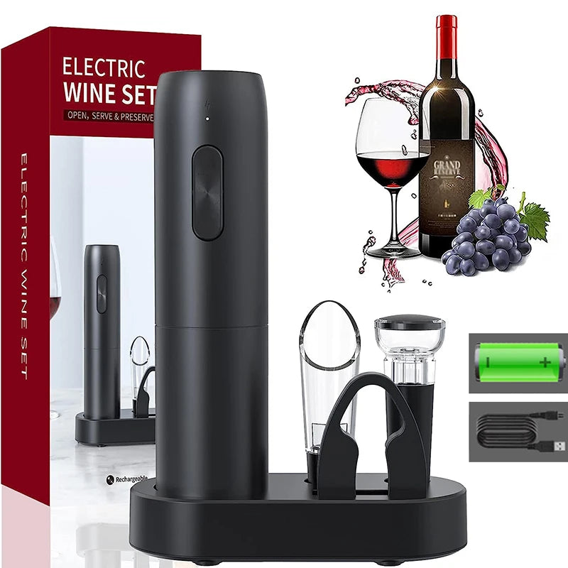 Electric Automatic Rechargeable Wine Bottle Opener with Charging Base - Homevalley.co.uk