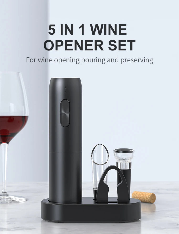 Electric Automatic Rechargeable Wine Bottle Opener with Charging Base - Homevalley.co.uk