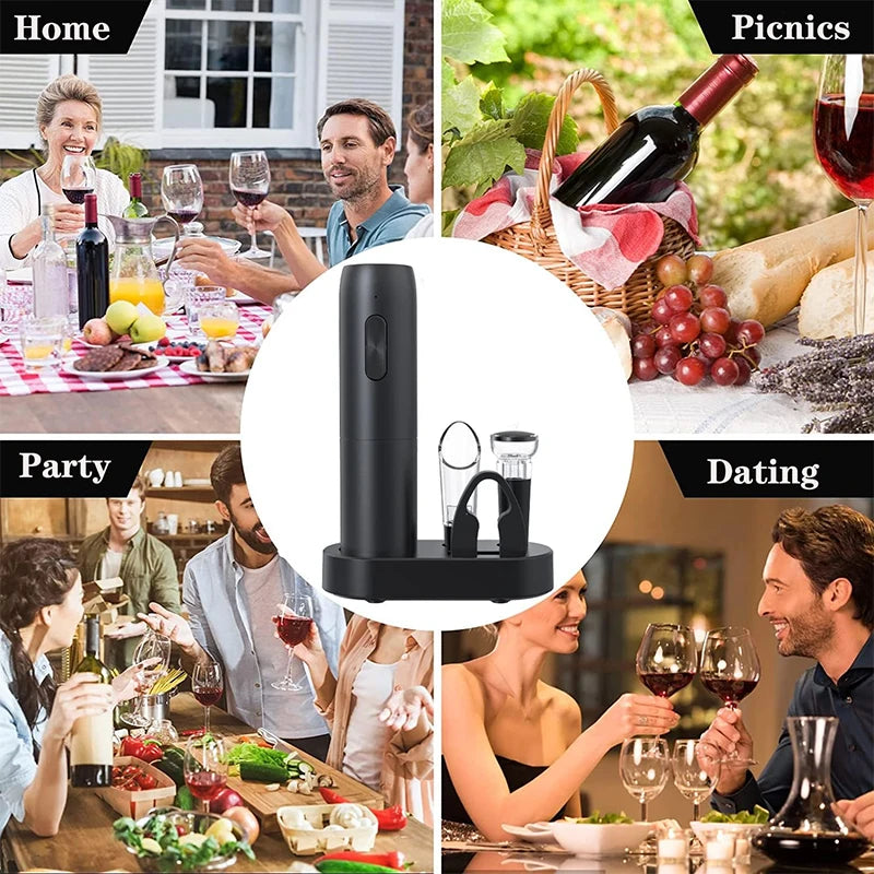 Electric Automatic Rechargeable Wine Bottle Opener with Charging Base - Homevalley.co.uk