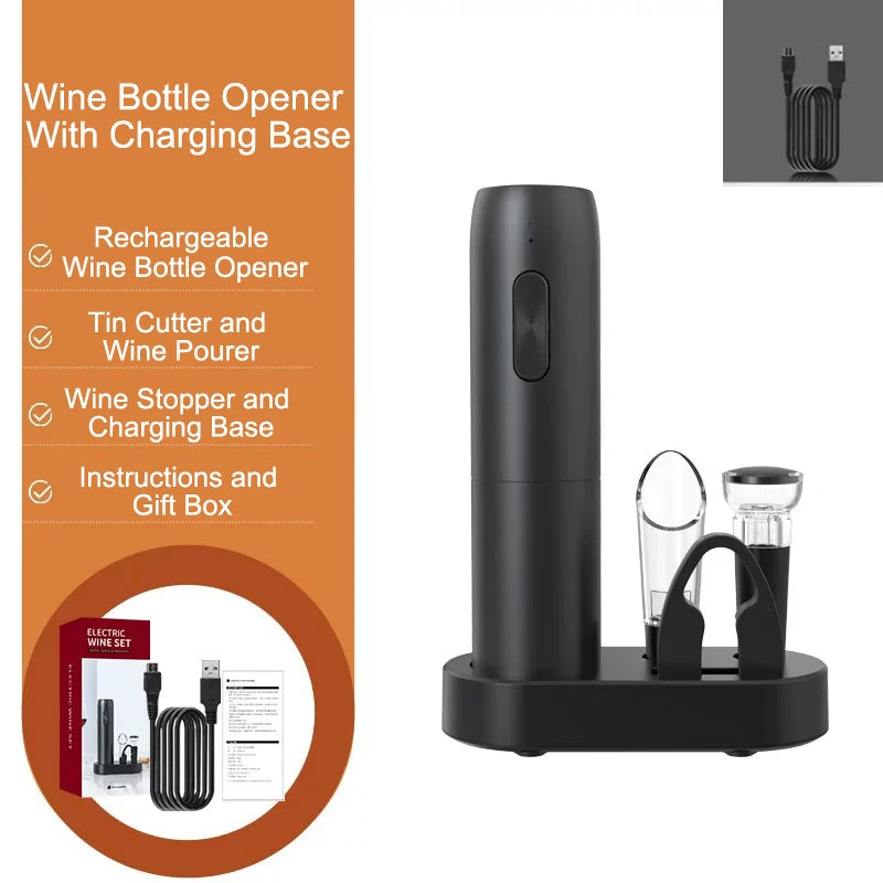 Electric Automatic Rechargeable Wine Bottle Opener with Charging Base - Homevalley.co.uk