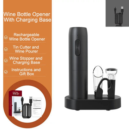 Electric Automatic Rechargeable Wine Bottle Opener with Charging Base - Homevalley.co.uk