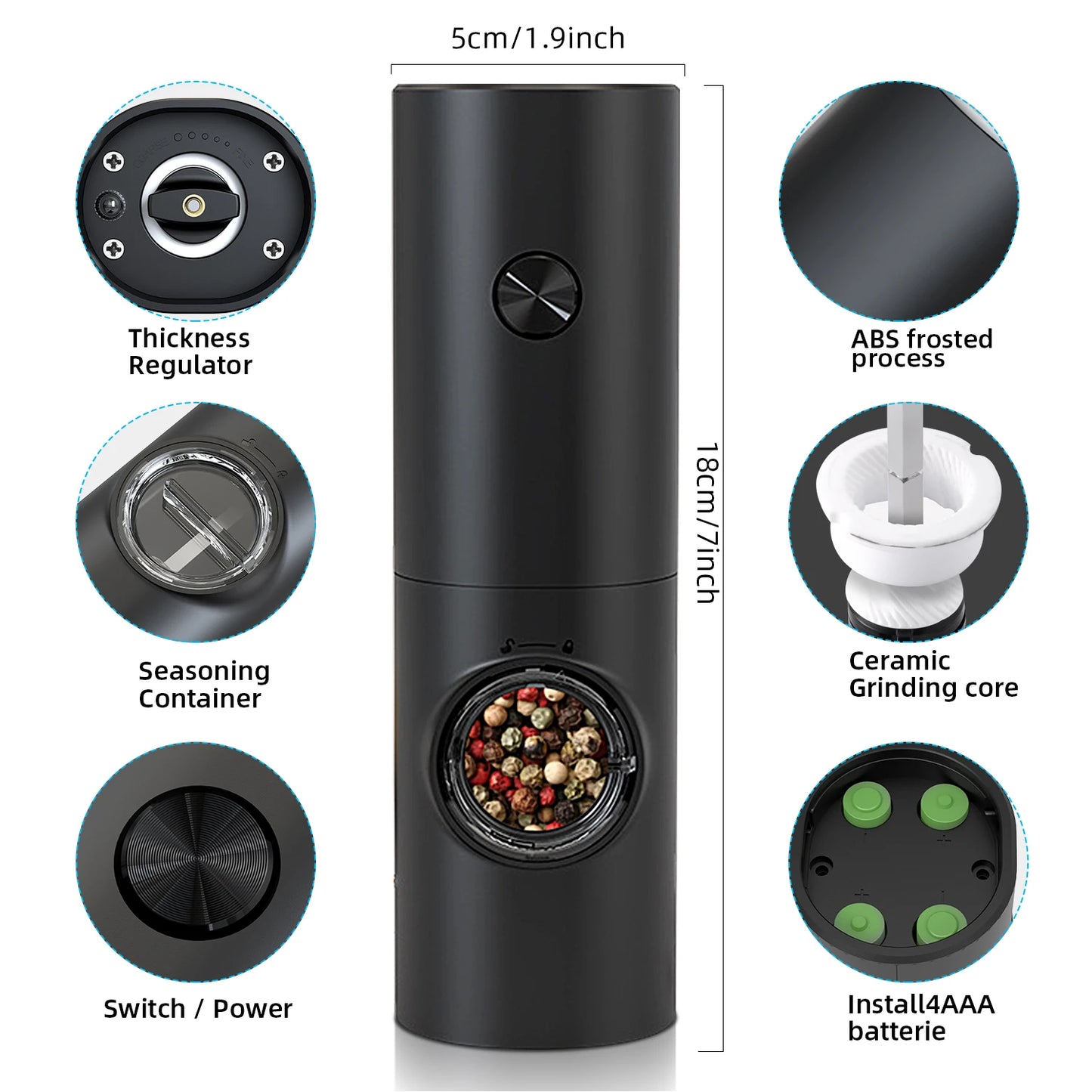 Electric Automatic Salt and Pepper Grinder Set, Rechargeable, USB Gravity Sensing Design - Homevalley.co.uk