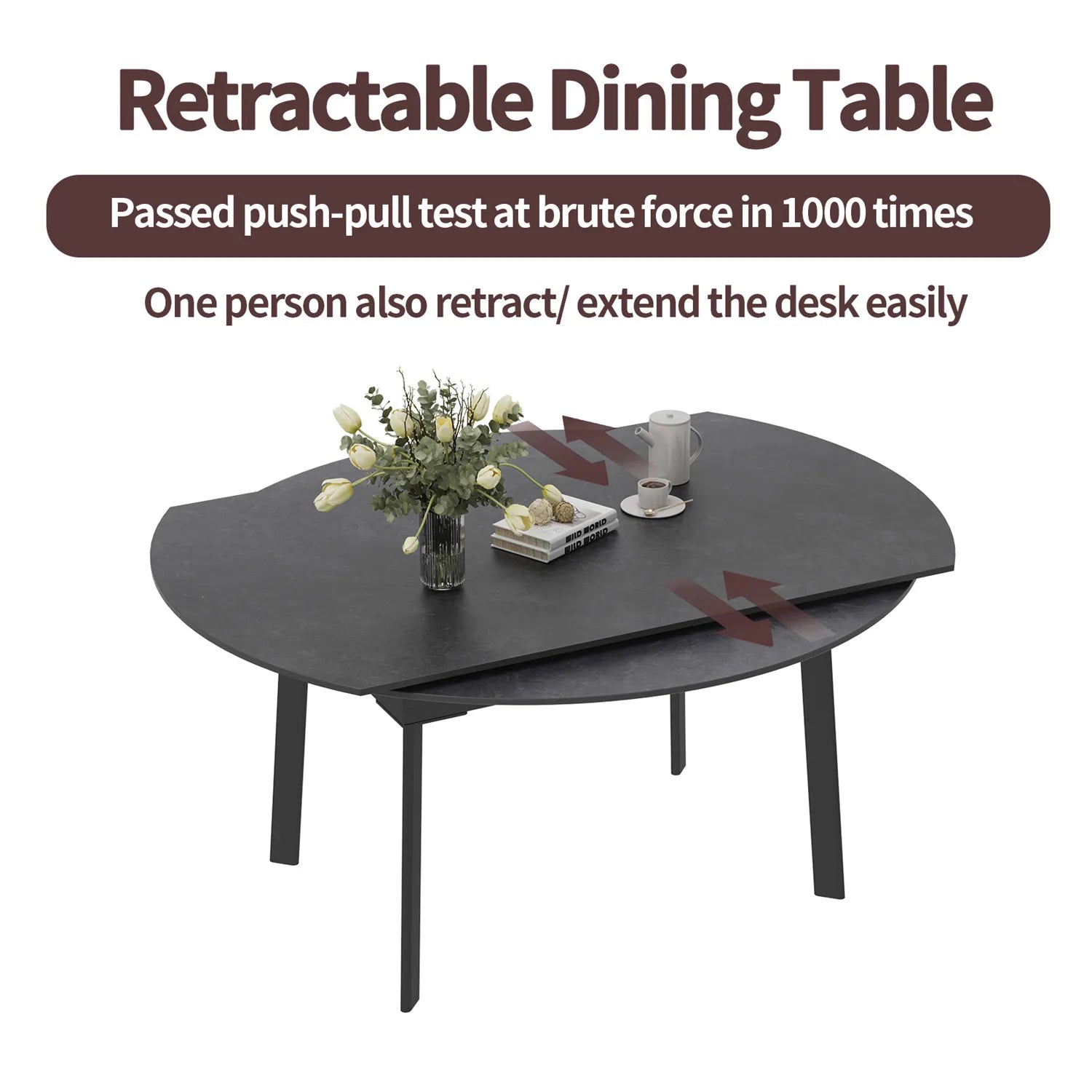 Extendable Round Sintered Stone Marble Dining Table - Homevalley.co.uk