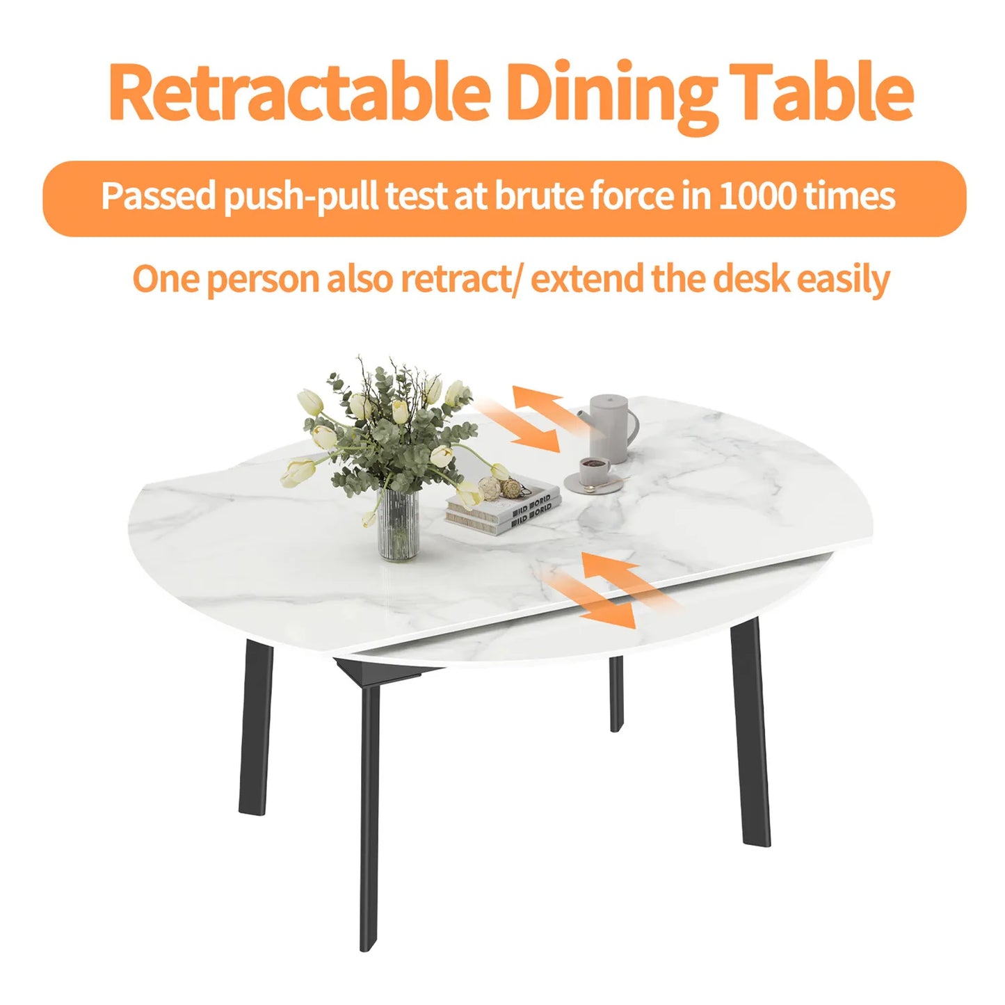 Extendable Round Sintered Stone Marble Dining Table - Homevalley.co.uk