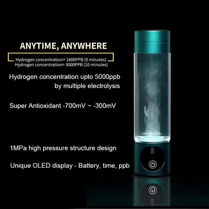 The 8th Generation 5000ppb SPE PEM High Concentration Hydrogen Ionizer Water Bottle