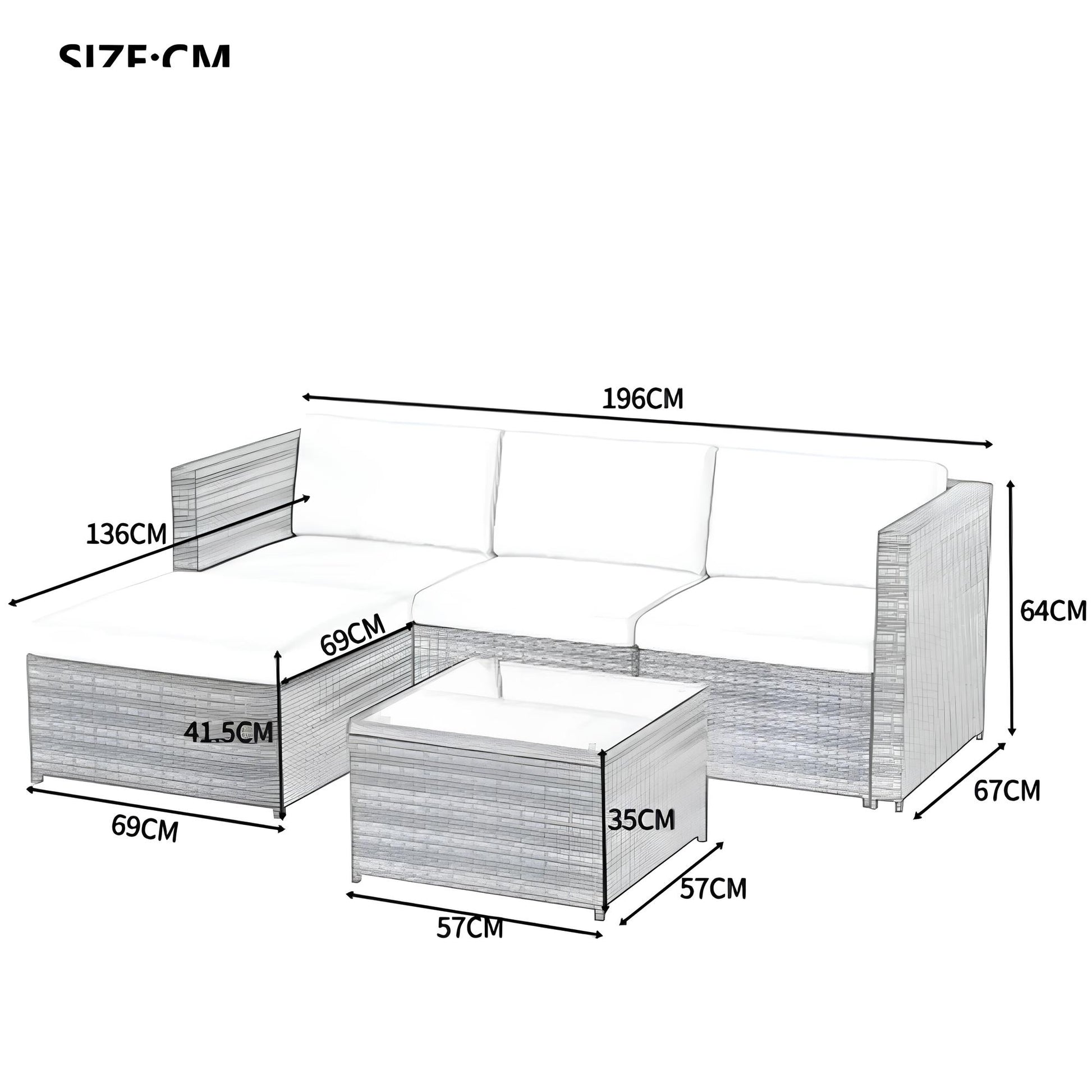 Garden Corner Sofa rattan Patio Set with Coffee Table and a Footstool - Homevalley.co.uk
