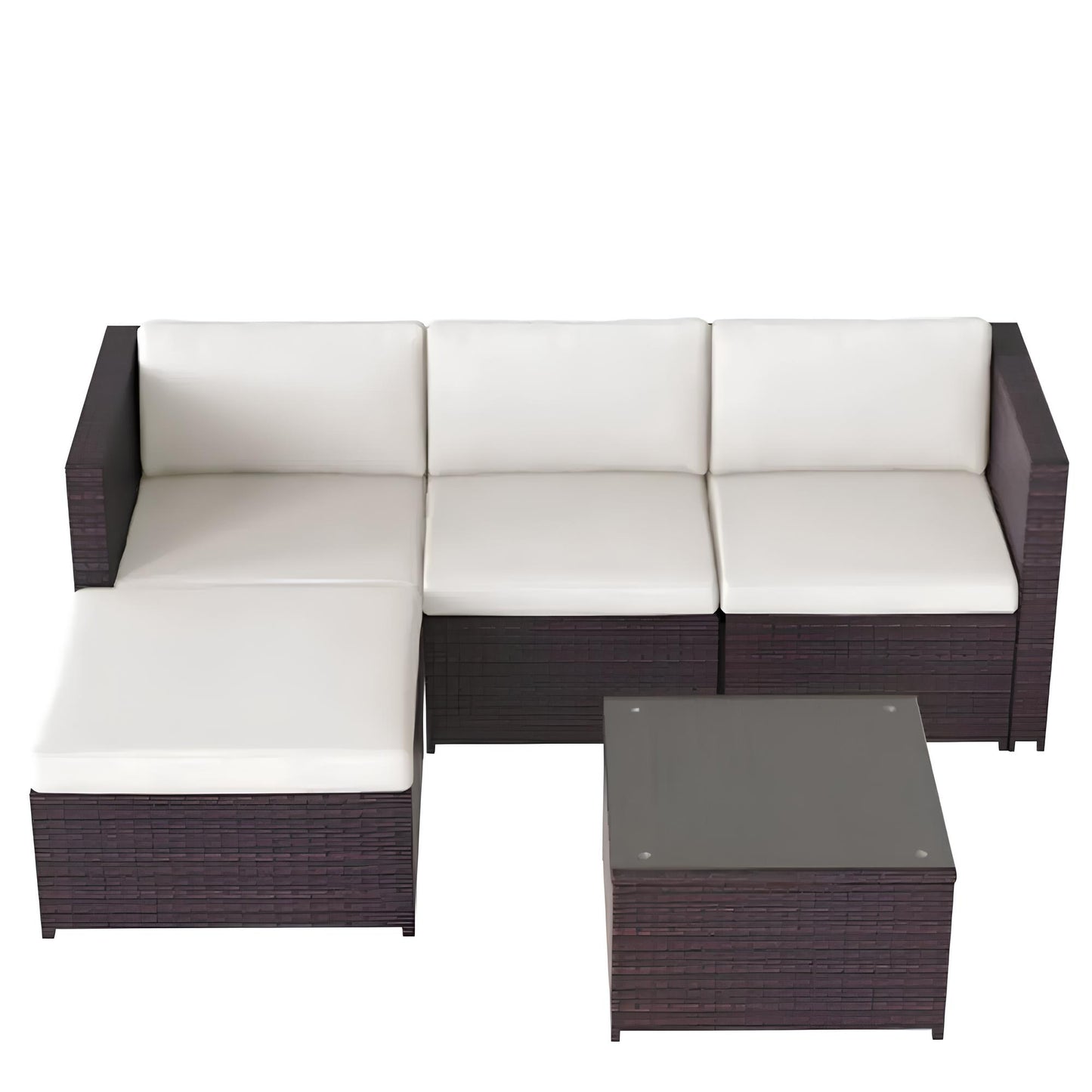Garden Corner Sofa rattan Patio Set with Coffee Table and a Footstool - Homevalley.co.uk