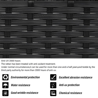 Garden Corner Sofa rattan Patio Set with Coffee Table and a Footstool - Homevalley.co.uk