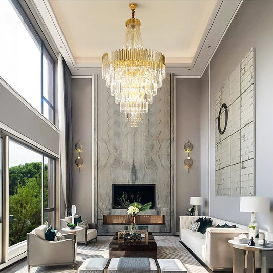 Gold Crystal Staircase Chandelier - Homevalley.co.uk