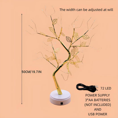 Gold Leaf Led Touch Night Light Light Table Tree Lamp - Homevalley.co.uk