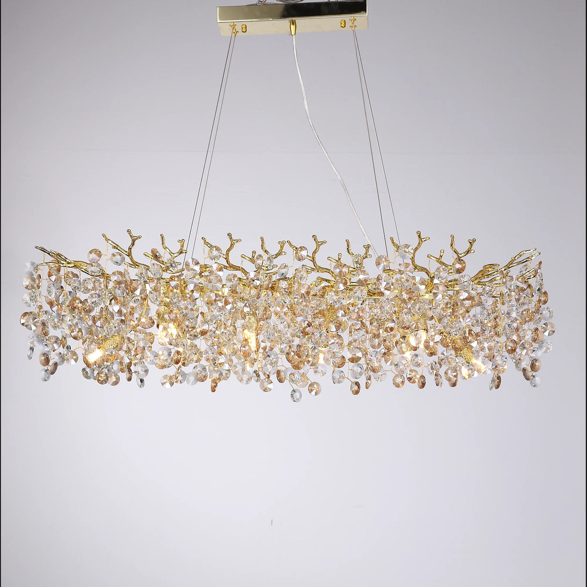 Gold Long Crystal Chandelier - Homevalley.co.uk