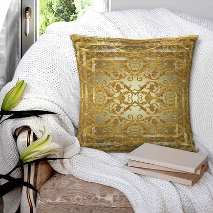 Greek Keys Golden Baroque Style Square Cushion Cover - Homevalley.co.uk