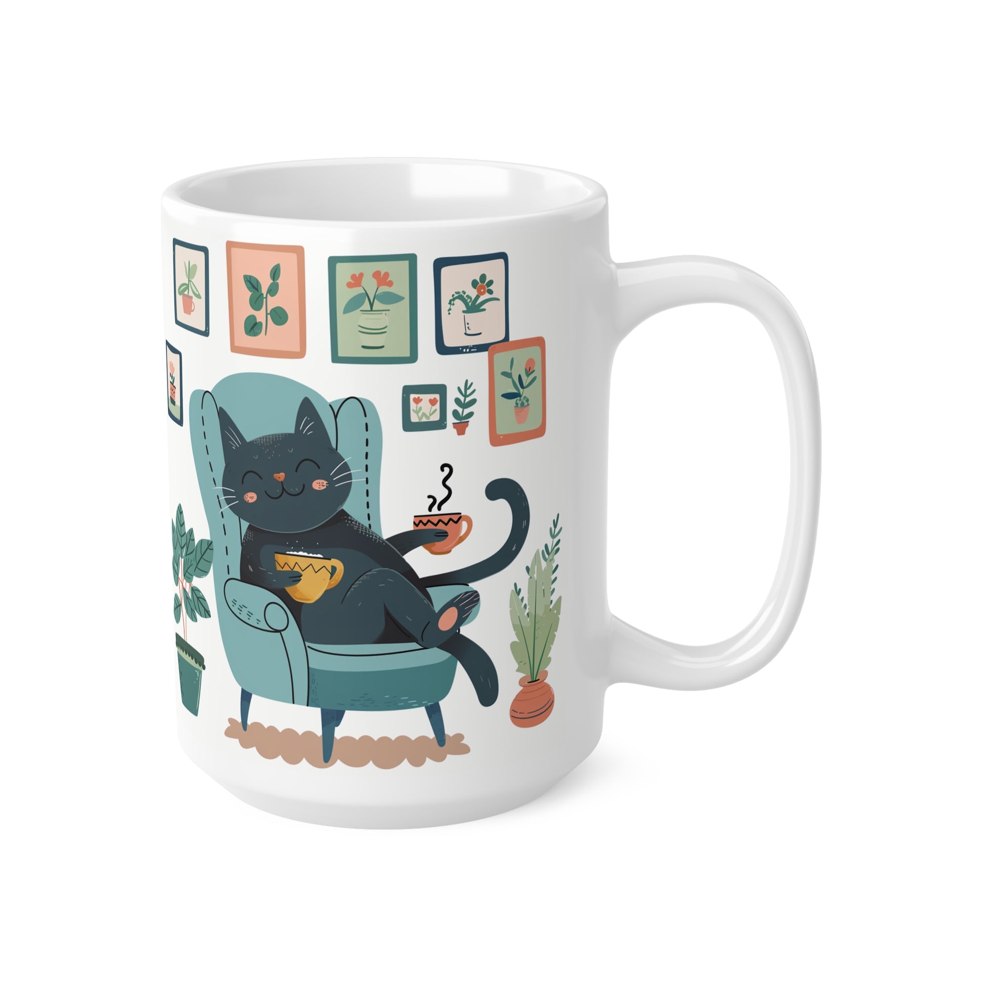 Grey Cat in the Arm Chair Ceramic Mug | Best Funny Mug Gift For Friends | Cute Birthday Coffee Mug |Ceramic Coffee Cups, 11oz,15oz - Homevalley.co.uk